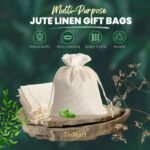 TivMart White Jute Linen Return Gift Pouches 5