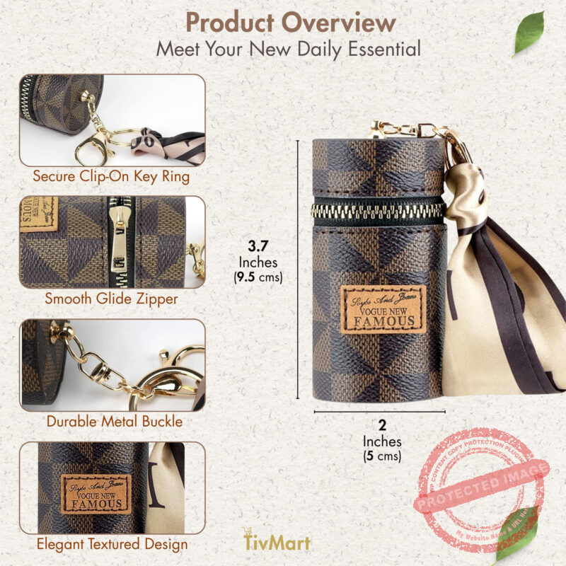 Leather Lipstick Mini Storage Pouch Bag Portable With Key Chain Holder 7