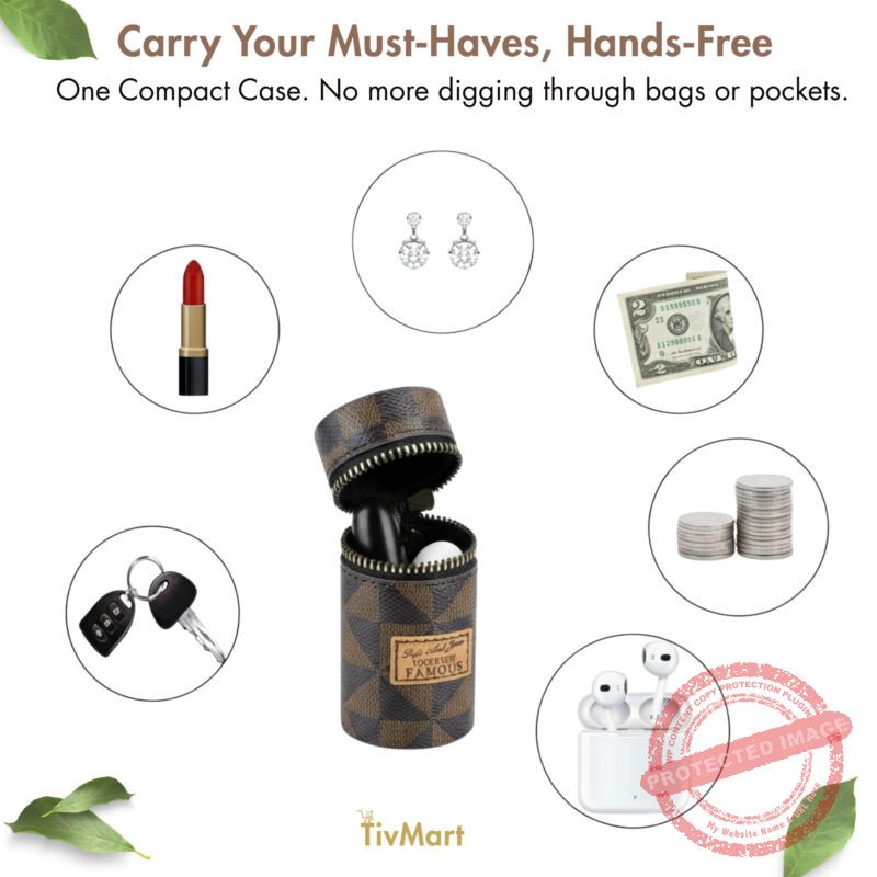 Leather Lipstick Mini Storage Pouch Bag Portable With Key Chain Holder 5
