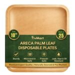 10 inch [25-Pack] Areca Square Plates Without Spoon
