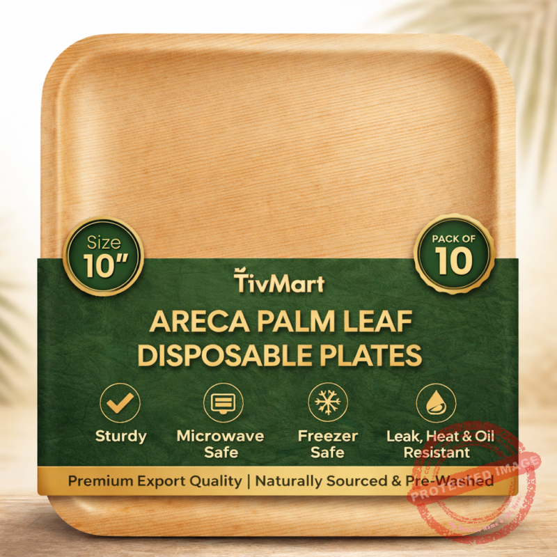 10 inch Square Areca plates