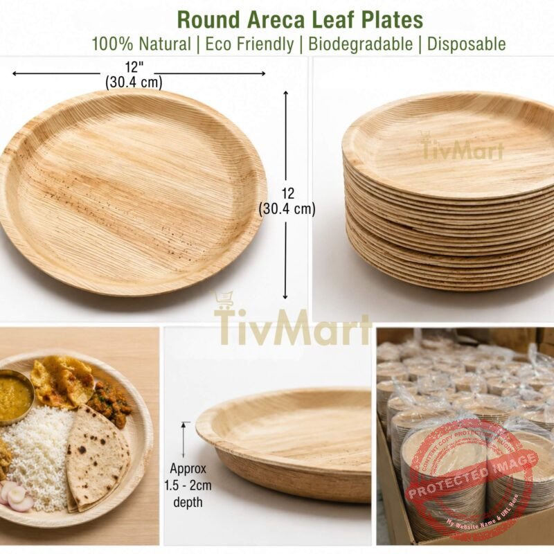 12 inch Round Areca Plates - v0