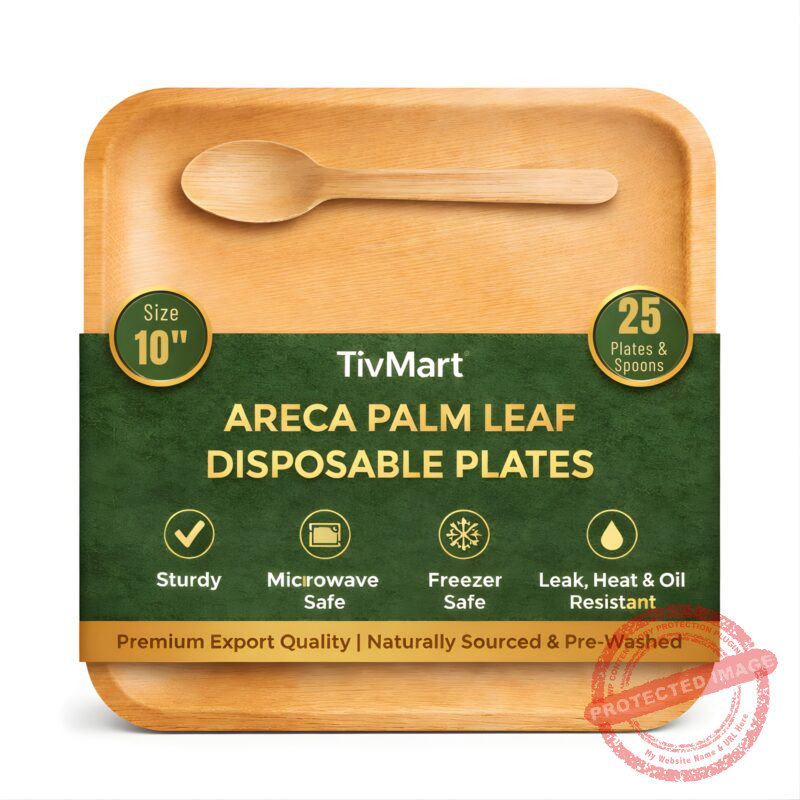 Areca Plates Square 10 25-Pack Size