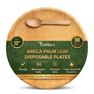 Areca Round 12 Inch Areca Plates 50-Pack